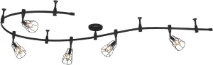 VAXCEL Milford 5-Light Flexible Track Lighting Kit, Adjustable Wire Cage Spot Lights, Black Finish, Industrial LED Compatible Ceiling Fixture for Kitchens, Bedrooms, and Dining Rooms
