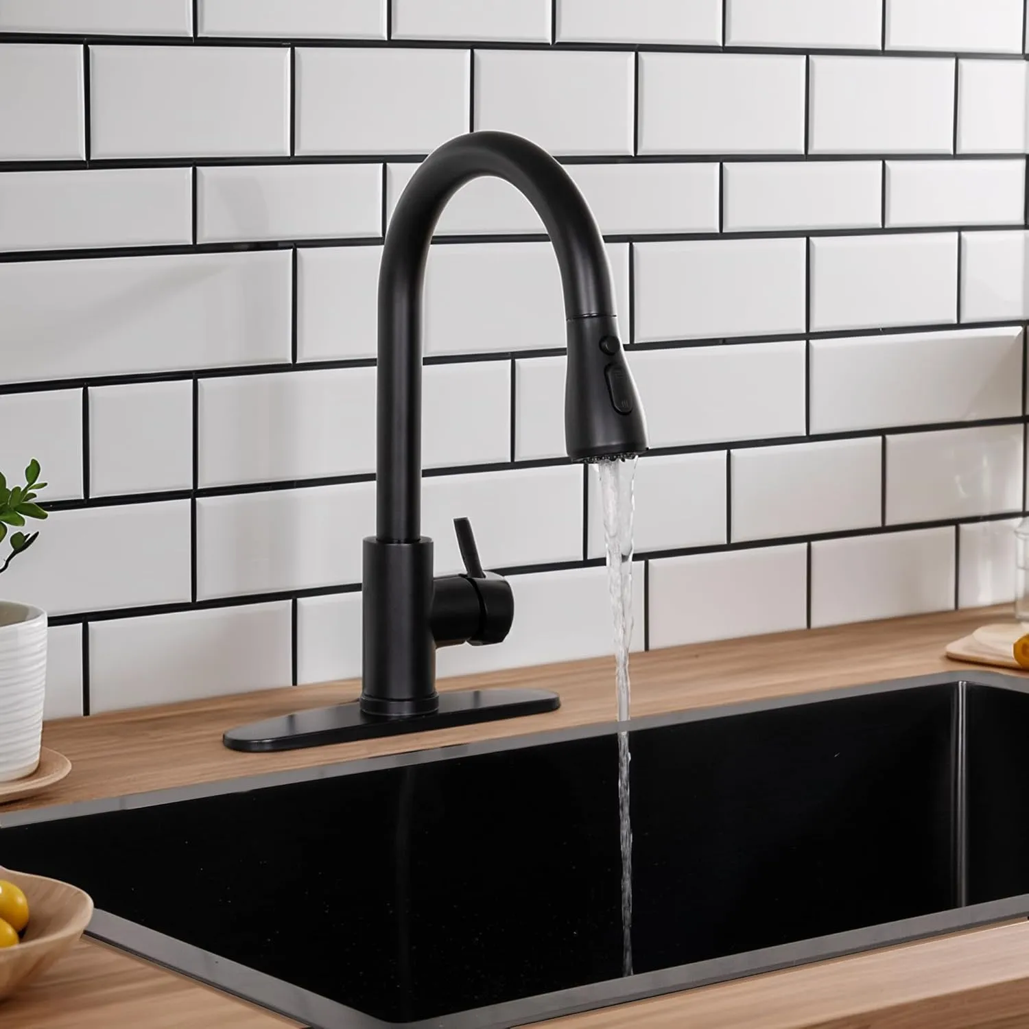 VCCUCINE Black Kitchen Faucet,Kitchen Faucets with Pull Down Sprayer for Kitchen Sink, Small High Arc RV Stainless Steel Single Handle Kitchen Sink Faucet for Farmhouse Camper Laundry Rv Bar