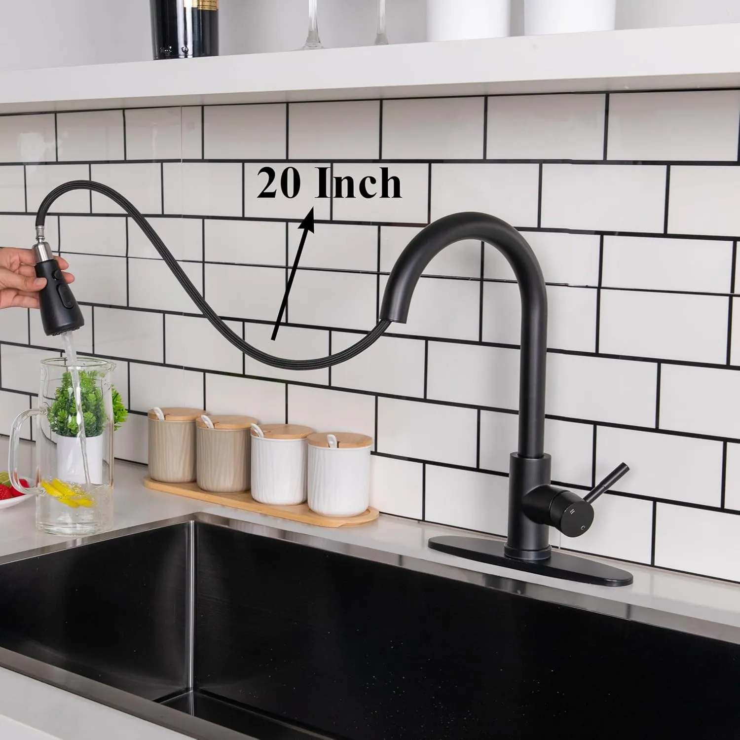 VCCUCINE Black Kitchen Faucet,Kitchen Faucets with Pull Down Sprayer for Kitchen Sink, Small High Arc RV Stainless Steel Single Handle Kitchen Sink Faucet for Farmhouse Camper Laundry Rv Bar
