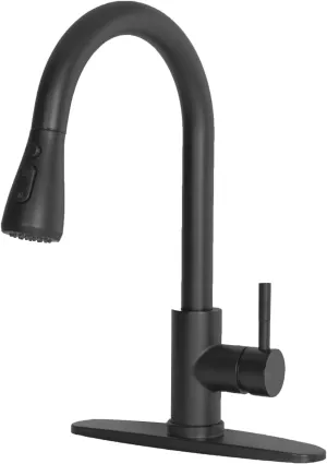 VCCUCINE Black Kitchen Faucet,Kitchen Faucets with Pull Down Sprayer for Kitchen Sink, Small High Arc RV Stainless Steel Single Handle Kitchen Sink Faucet for Farmhouse Camper Laundry Rv Bar