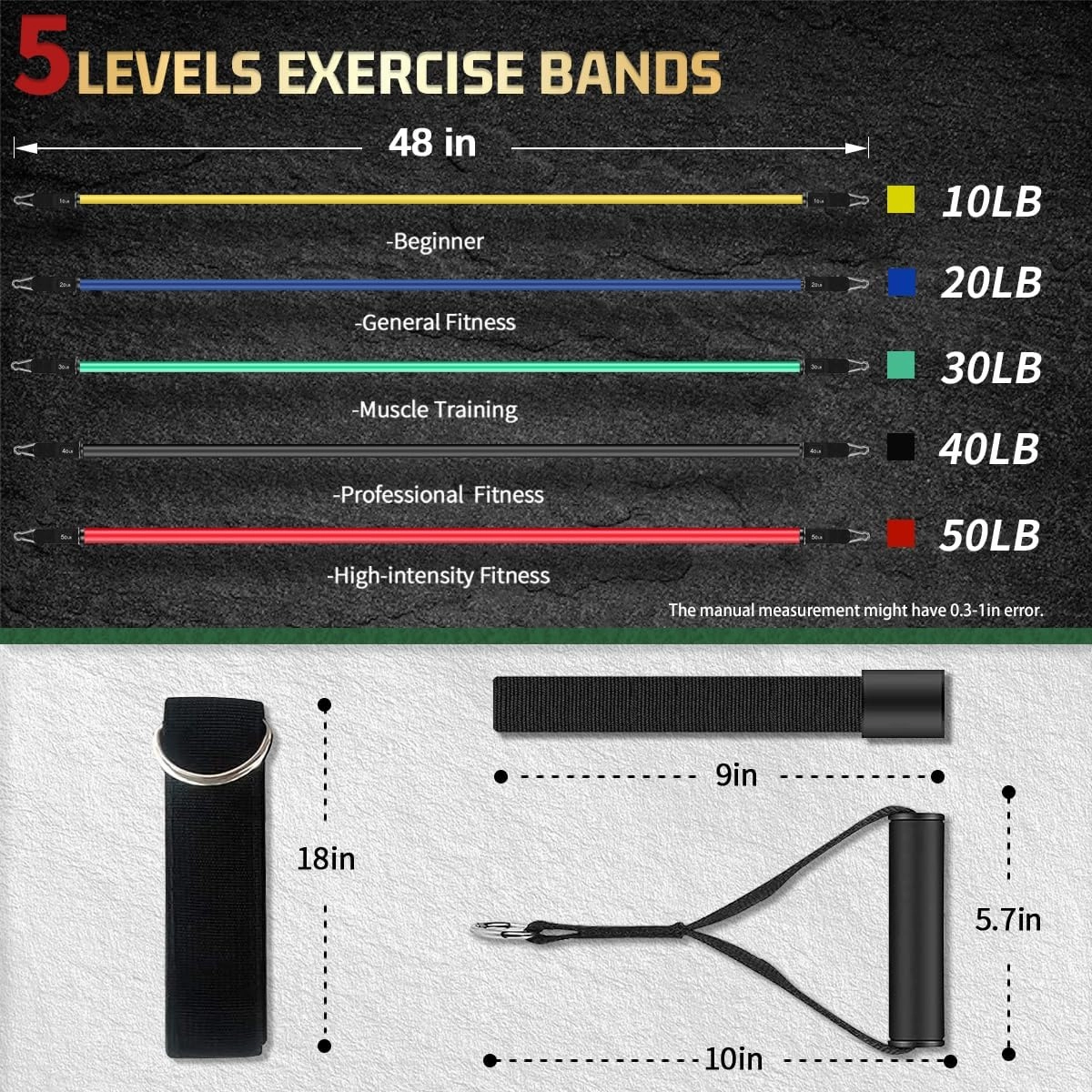 VEICK Resistance Bands, Exercise Bands, Workout Bands Set for Working Out with Handles for Men Women, Elastic Exercising Bands for Fitness Weights Work Out at Home Gym