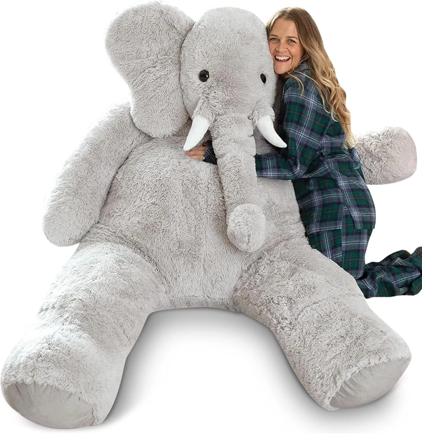 Vermont Teddy Bear Giant Elephant Stuffed Animal - 6 Foot Big Stuffed Elephant Plush from Giant Cuddle Collection - Collectible Plushies for Kids & Adults | Crafted in The USA