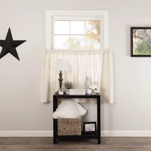 VHC Brands Burlap Antique White Farmhouse Primitive Curtains Tier Set of 2 L36xW36