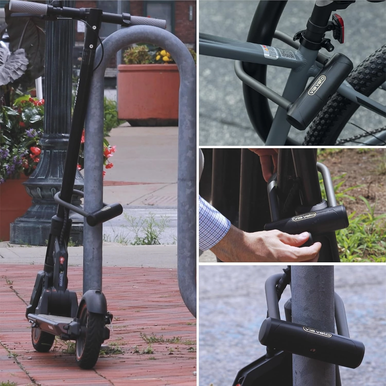 Via Velo Mini Bike U Lock| Pro Mini U Lock 20CrMnTi Steel Anti-Theft 16mm Shackle with Bracket insize:5.7 x 3.5 in and Sold Secure Diamomd Approval for All Bikes Electric Bike,Electric Scooters