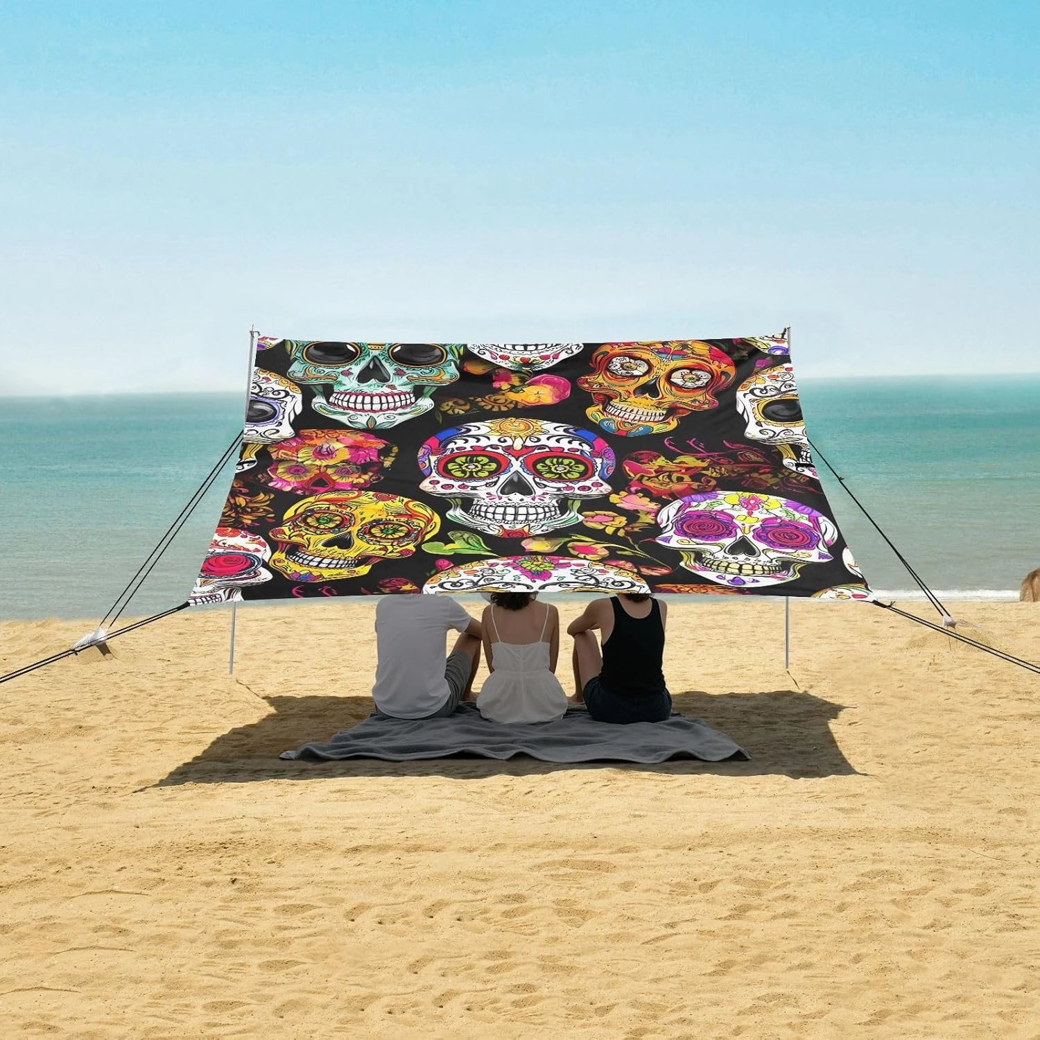 Vibrant Beach Tent Canopy Patio Sun Shade Outdoor Outside Portable Camping Shelter Windproof with Poles Sandbags Easy 9.2 × 10.5 FT