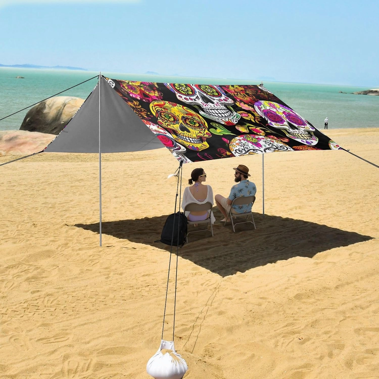 Vibrant Beach Tent Canopy Patio Sun Shade Outdoor Outside Portable Camping Shelter Windproof with Poles Sandbags Easy 9.2 × 10.5 FT