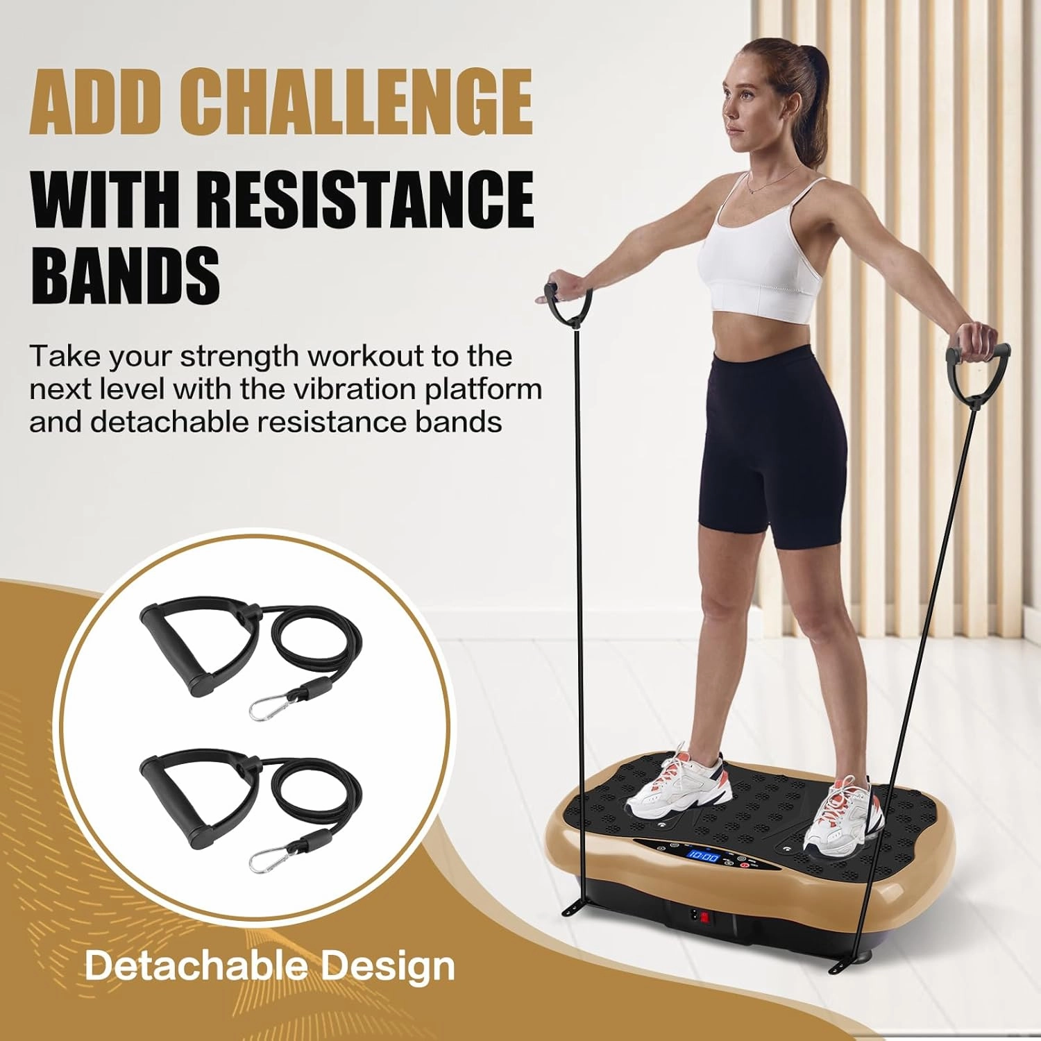 Vibration Plate Exercise Machine, Health & Fitness Full Body Vibration Platform, Portable Vibration Plate Platform for Weight Loss Home Fitness, Lymphatic Drainage, w/Resistance Bands Remote