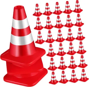 VICASKY 30 Pcs Mini Traffic Cones for Brightly Colored Road Cones for Sand Table Engineering Classroom Teaching and Traffic Themed Decorations