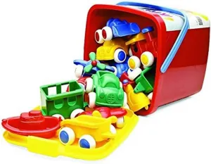Viking Vehicles & Boats Bucket Set - 15 Piece Assortment of 4" Primary Color Cars, Trucks and Boats