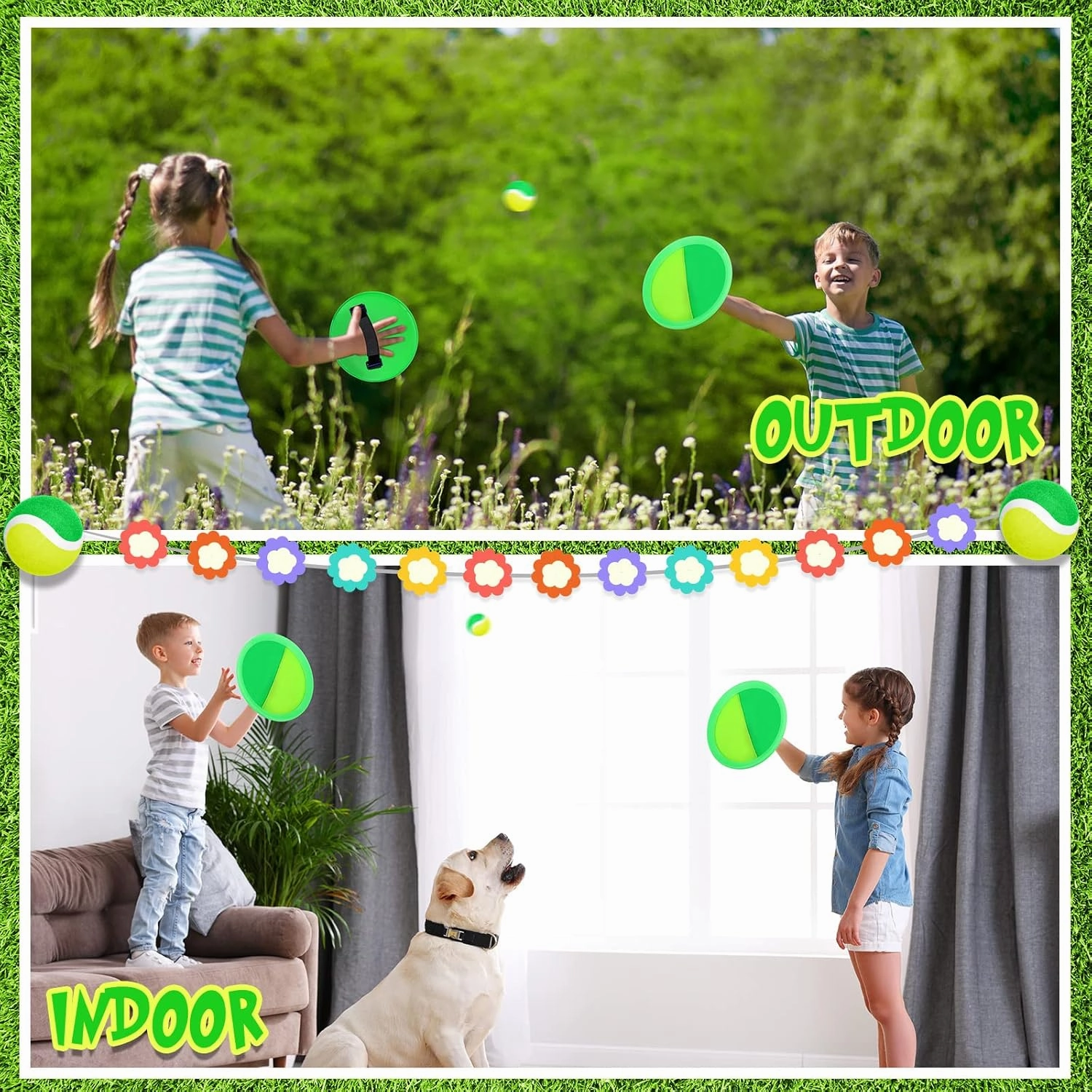Vinsot Kids Toys Toss and Catch Ball Games 20 Paddles 10 Ball Catch Paddle for Outside Kids Outdoor Games Beach Toys Backyards Yard Lawn Playground Games Family Adults