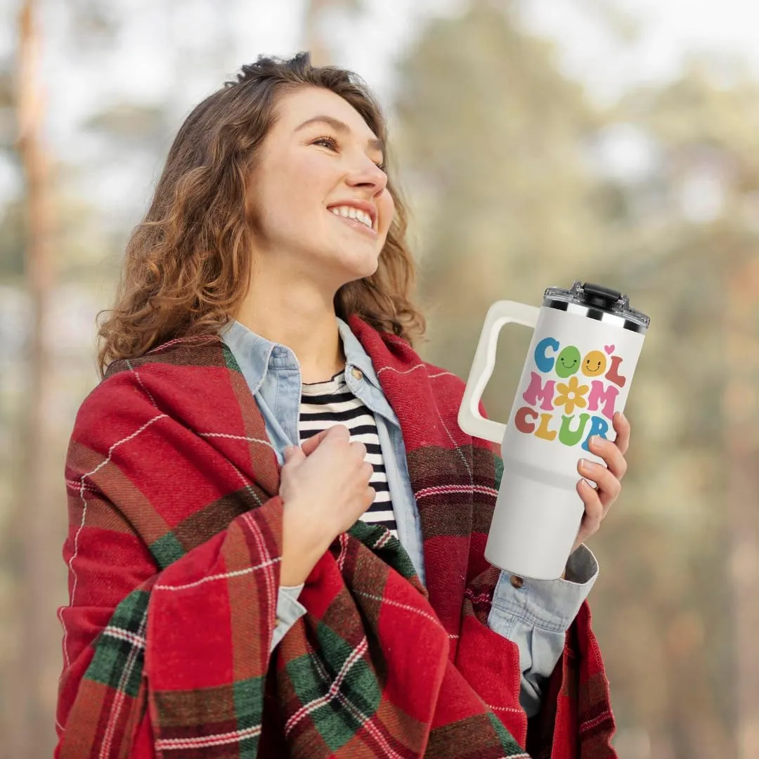 Vivulla68 Mother Day Gift from Daughter or Son – Cool Mom Club Tumbler 40oz with Straw & Brush, Cute Mama Cup, Present for New Mom, Keeps Drinks Cold, Reusable Travel Mug, Birthday Christmas Idea