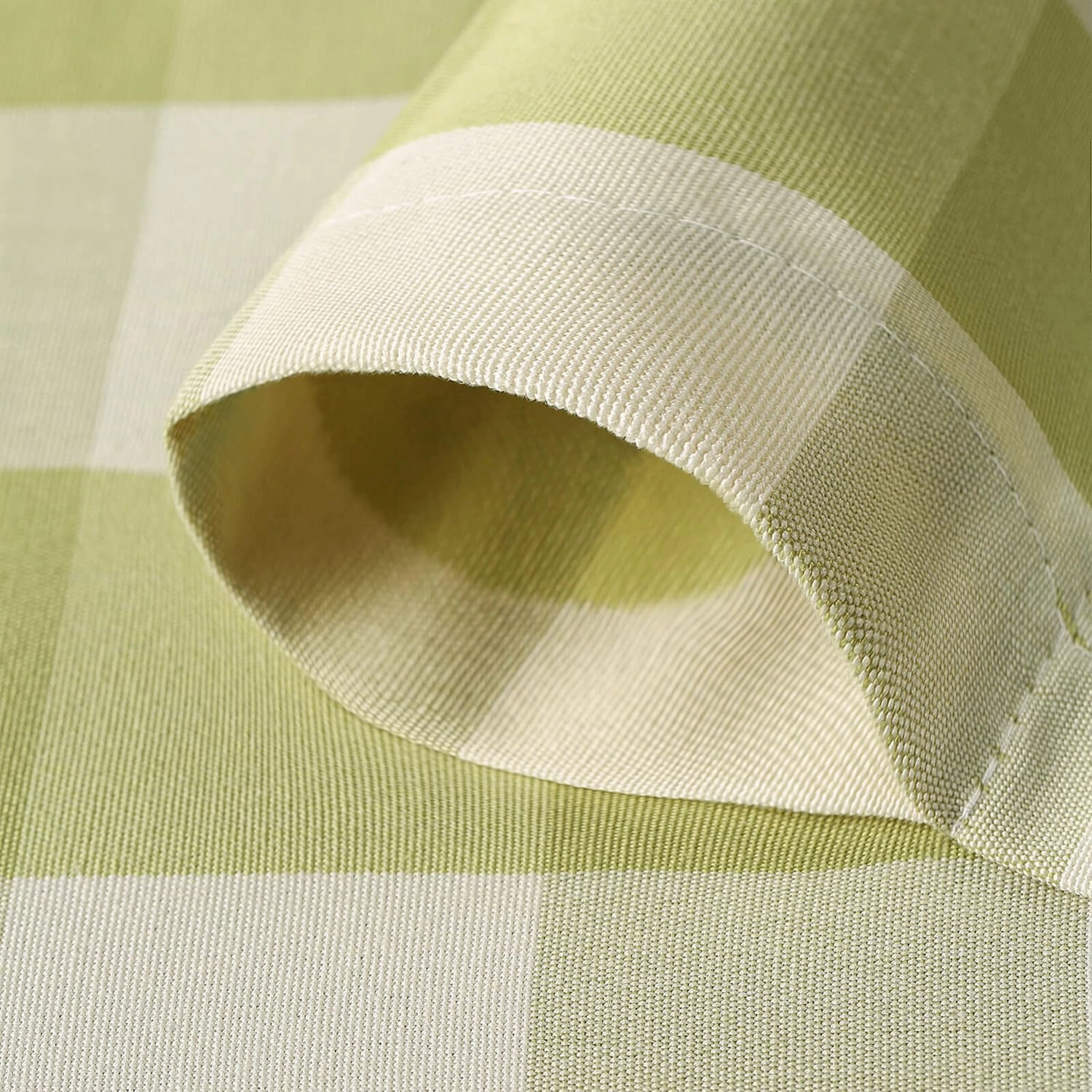 VOGOL Tie Up Shades for Bathroom, Green and White Tie-Up Curtains for Kitchen Windows Adjustable Rod Pocket 63 Inch Length Gingham Curtain Panels for Nursery Small Cafe, One Piece