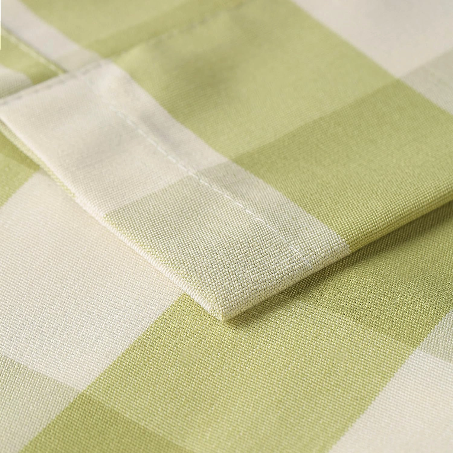 VOGOL Tie Up Shades for Bathroom, Green and White Tie-Up Curtains for Kitchen Windows Adjustable Rod Pocket 63 Inch Length Gingham Curtain Panels for Nursery Small Cafe, One Piece