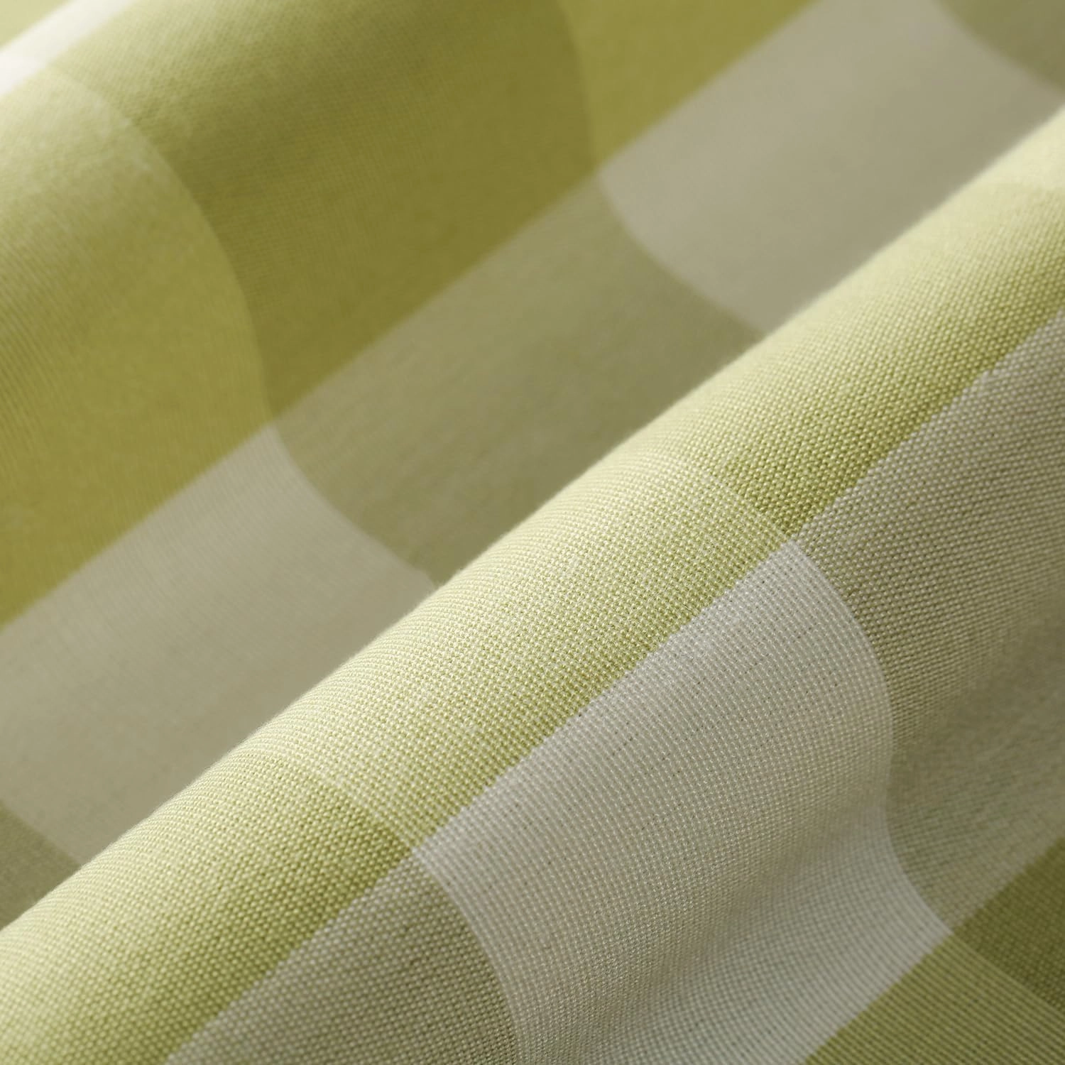 VOGOL Tie Up Shades for Bathroom, Green and White Tie-Up Curtains for Kitchen Windows Adjustable Rod Pocket 63 Inch Length Gingham Curtain Panels for Nursery Small Cafe, One Piece