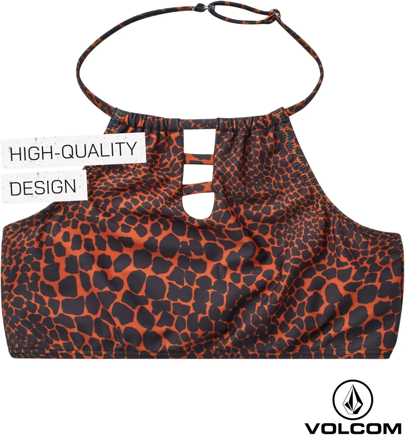 Volcom Girls' Swimsuit Set - 3 Piece UPF50  High Neck Bikini Top, Bikini Bottom and Matching Swim Shorts for Girls (2T-16)