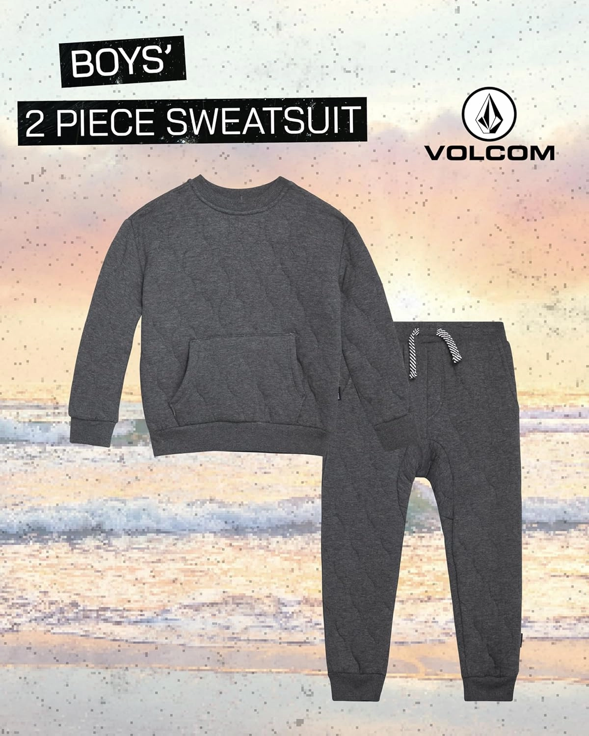 Volcom Boys' Sweatsuit Set - 2 Piece Soft Fleece Crewneck Pullover Sweatshirt and Jogger Pants - Cozy Outfits for Boys 12M-7