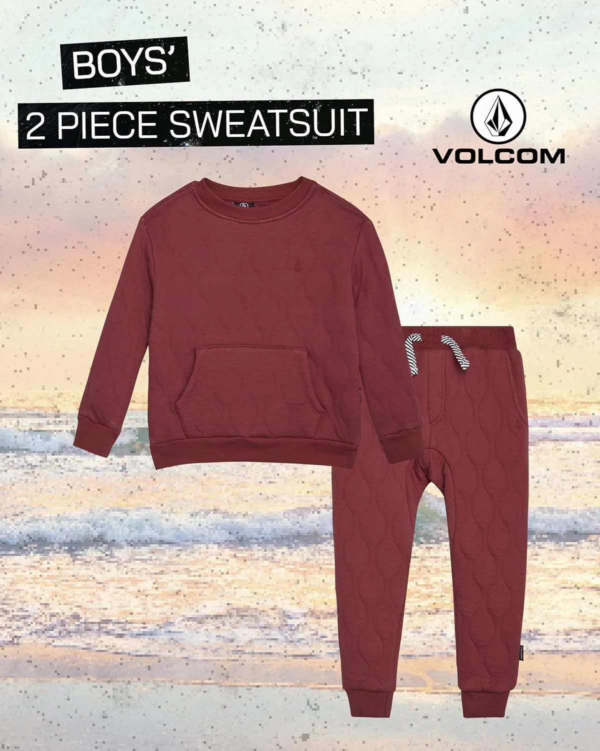 Volcom Boys' Sweatsuit Set - 2 Piece Soft Fleece Crewneck Pullover Sweatshirt and Jogger Pants - Cozy Outfits for Boys 12M-7