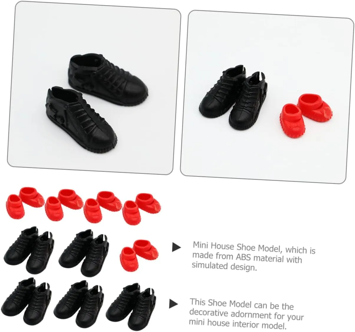 VOSAREA 4sets 10 Pairs Miniature Doll Shoes Simulation Shoes Decors for Dollhouse Scene Props Material for Photo Props House Decoration 10pairs*4