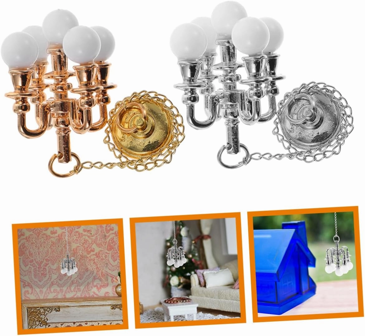 VOSAREA 5sets 2pcs Miniature Ceiling Lamp Tiny House Chandelier Decorative Hanging Light for Dollhouse Simulation Light Fixtures Safe Design for House Decor 2pcs*5