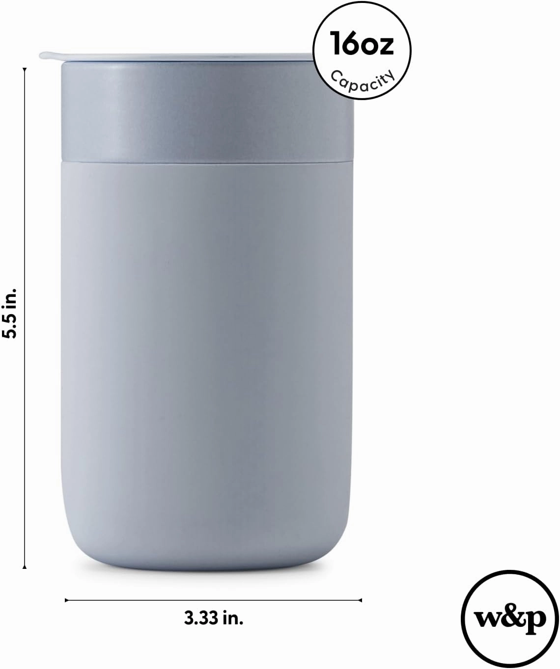 W&P Porter Ceramic Mug w/ Protective Silicone Sleeve, Cream 16 Ounces | On-the-Go | Reusable Cup for Coffee or Tea | Portable | Dishwasher Safe