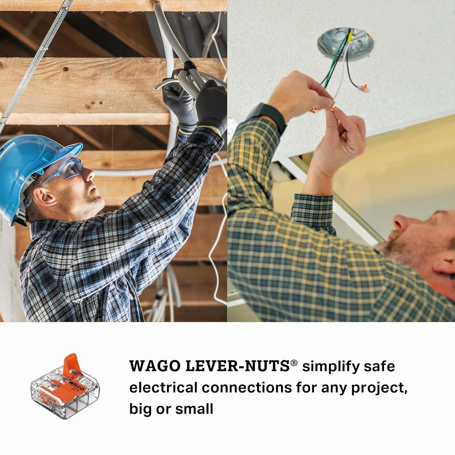 WAGO 221-413 Compact Lever-Nuts® Splicing Connectors, 3-Conductor, 24-12 AWG, 2500 pcs Bag