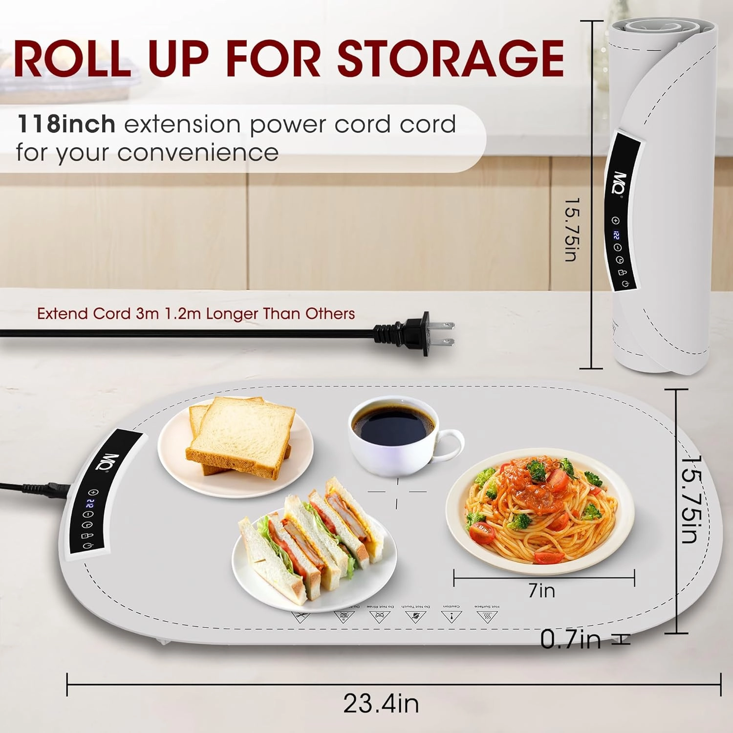 Warming Mat for Food Extra Large Extra Large Portable Food Warming Mat for Buffet Roll Up Electric Warming Trays for Food Electric Warming Tray (Grayish)