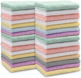 Wash Cloths, 40 Pack Multicolour Wash Cloths for Showering, Spa, Kitchen, and Gym Towel, 10 x 10 Inch Microfiber Face Washcloth, Soft Hand Towel Bulk