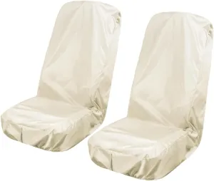 Waterproof Car Seat Cover for Front Seat, Universal Seat Covers After Gym, Post Workout, Machine Washable Car Seat Protector Suitable for Auto, Truck, Van, SUV, Boat, Beige, 2-Pack