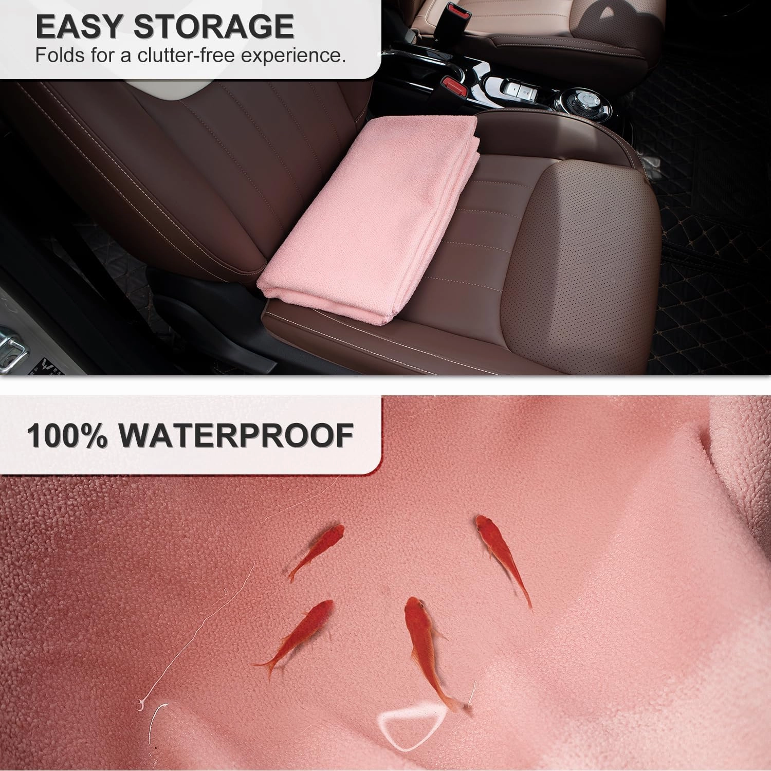 Waterproof Sweating Car Seat Cover for Post Gym Workout, Running, Swimming, Beach and Hiking, Universal Fit Non-Slip Bucket Seat Protector for Cars SUV Trucks, Machine Washable (2pcs Pink)