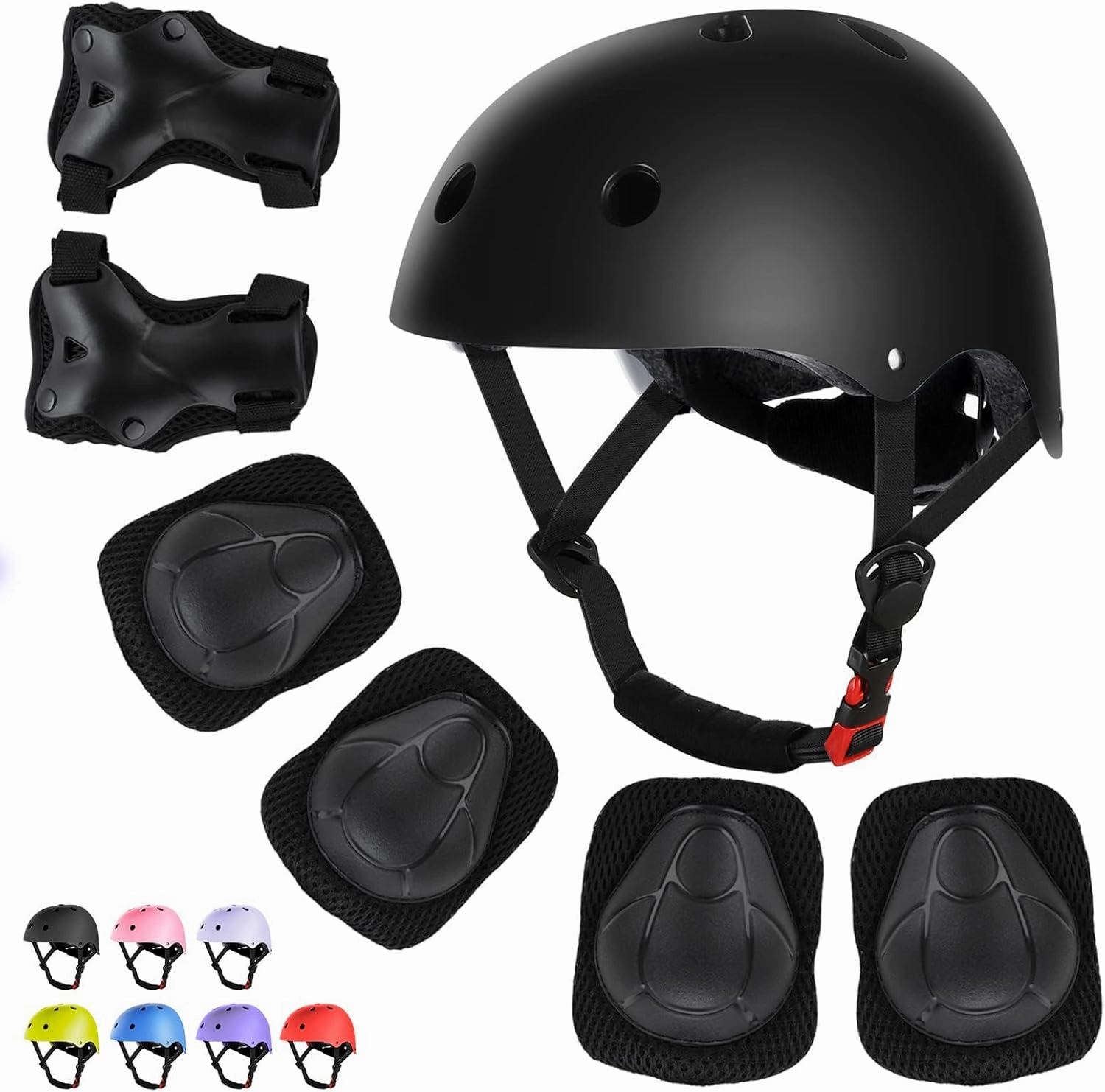 WayEee Kids Bike Helmet Set Skateboard Knee Pads, Helmet Pad Set Protective Gear Set Adjustable for Girls Kids 3-10 Helmet Elbow Pads Wrist Guards for Sport Cycling Bike Roller Skating Scooter
