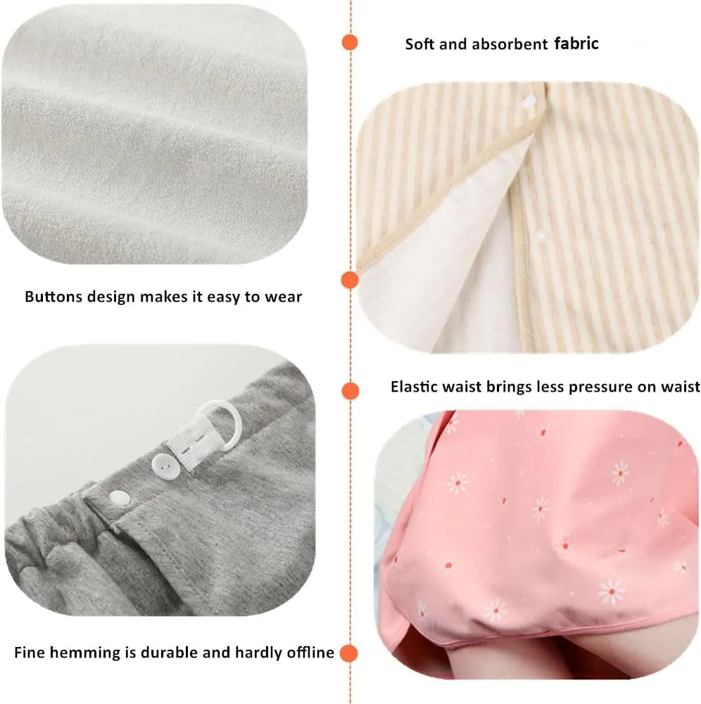 WEEOATAR Full Open Adult Diaper Skirt,Leakproof Incontinence Mattress,Reusable Uroclepsia Diaper,Incontinence Bed Pads with Snaps for Adults,Elderly,Children(Grey,L)