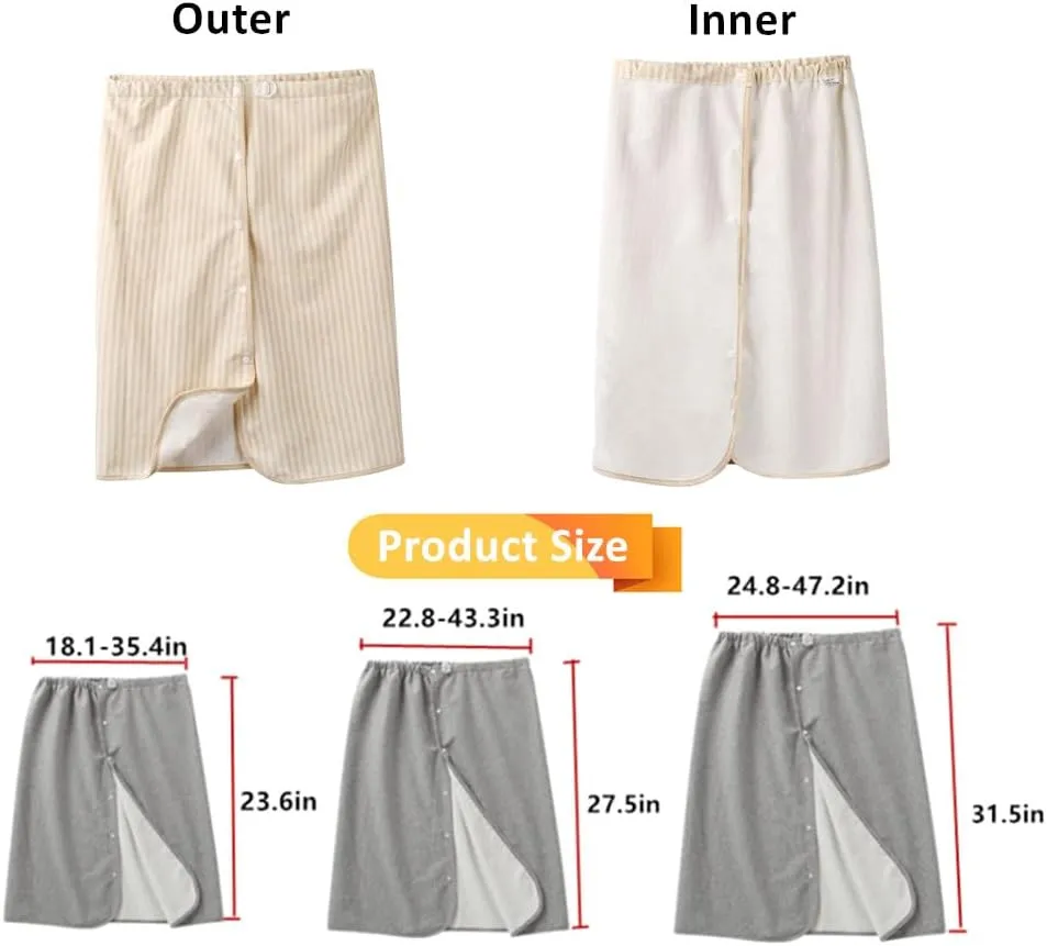 WEEOATAR Full Open Adult Diaper Skirt,Leakproof Incontinence Mattress,Reusable Uroclepsia Diaper,Incontinence Bed Pads with Snaps for Adults,Elderly,Children(Grey,L)