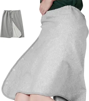 WEEOATAR Full Open Adult Diaper Skirt,Leakproof Incontinence Mattress,Reusable Uroclepsia Diaper,Incontinence Bed Pads with Snaps for Adults,Elderly,Children(Grey,L)
