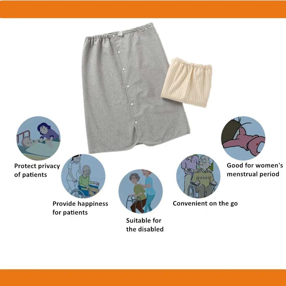 WEEOATAR Full Open Adult Diaper Skirt,Leakproof Incontinence Mattress,Reusable Uroclepsia Diaper,Incontinence Bed Pads with Snaps for Adults,Elderly,Children(Grey,L)