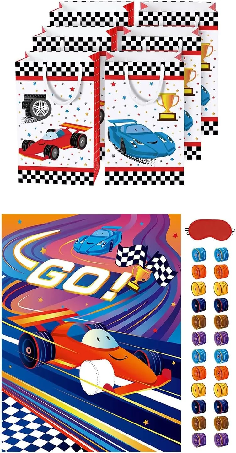 WERNNSAI Racing Car Pin Game   16 PCS Racing Car Party Bags