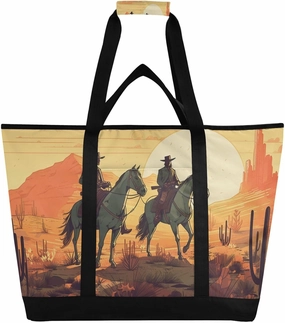 Western Cowboy Reusable Insulated Lunchbox Cooler Bag, Leakproof Kitchen Grocery Bag Collapsible Portable Cooler Tote Bag for Picnic, Camping, Office, Travel