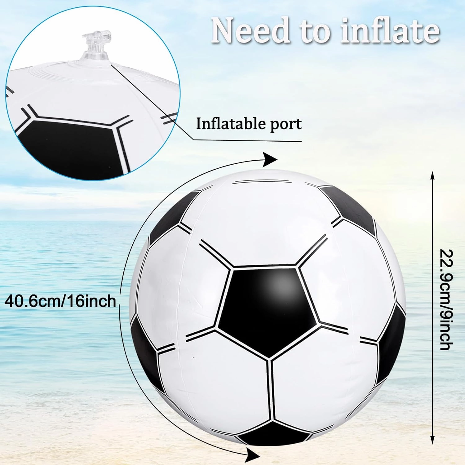Whaline 25Pcs 16'' Inflatable Beach Balls Pool PVC Balls for Summer Beach Party Decorations Water Sand Game Toy Accessories