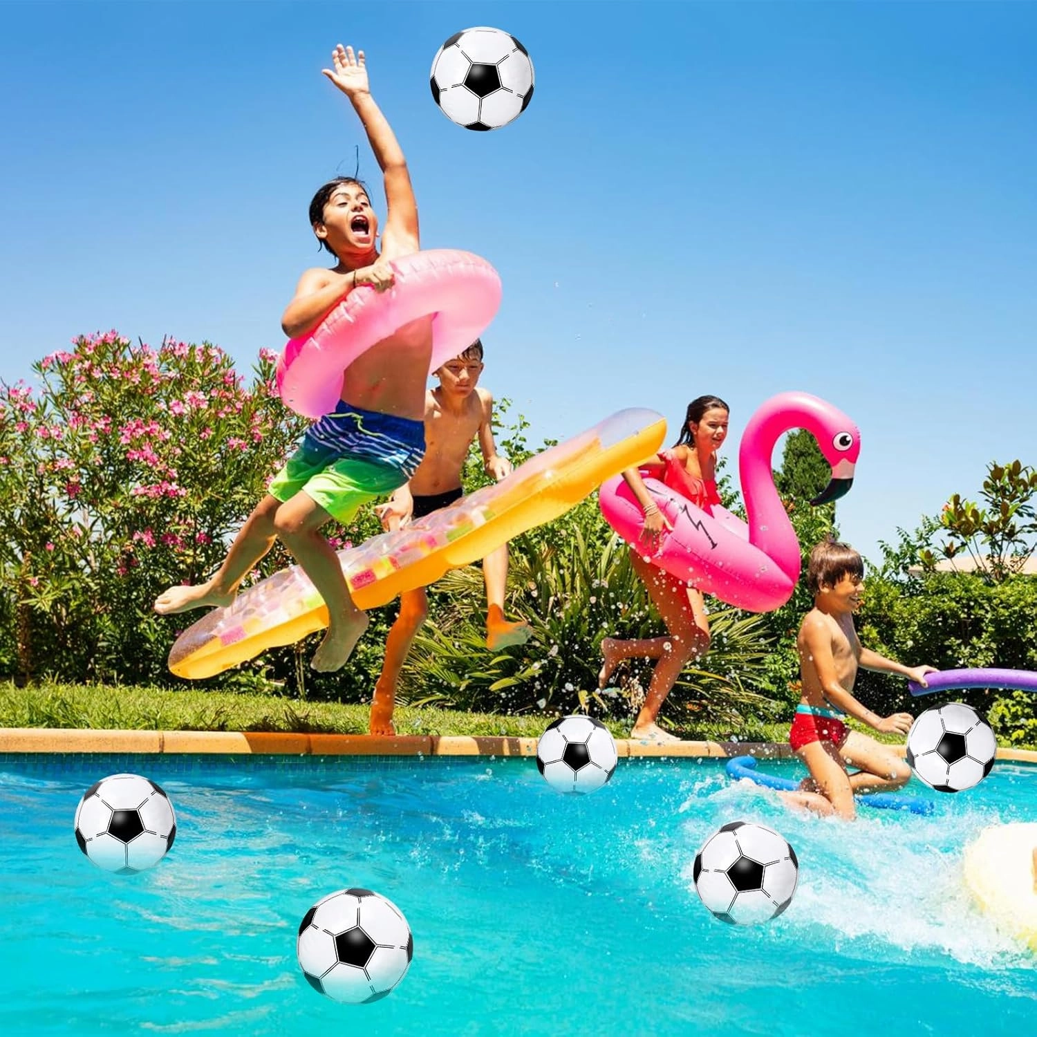 Whaline 25Pcs 16'' Inflatable Beach Balls Pool PVC Balls for Summer Beach Party Decorations Water Sand Game Toy Accessories