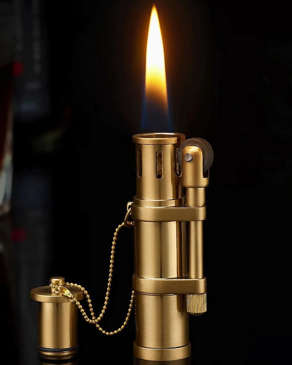 Wheel Vintage Oil Lighter Kerosene Creative Candle Lighters for Collection Gift (Gold)
