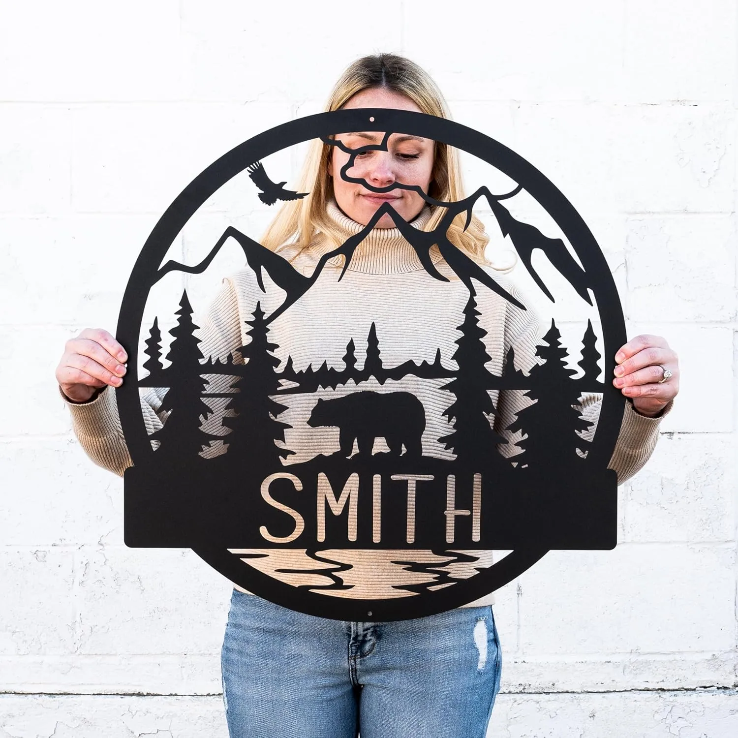 Wilderness Bear Cabin Sign, Mountain Decor Personalized Metal Bear Sign, Cabin Decor, Outdoor Bear Decor, Rustic Cabin Bear Sign, Door Decor