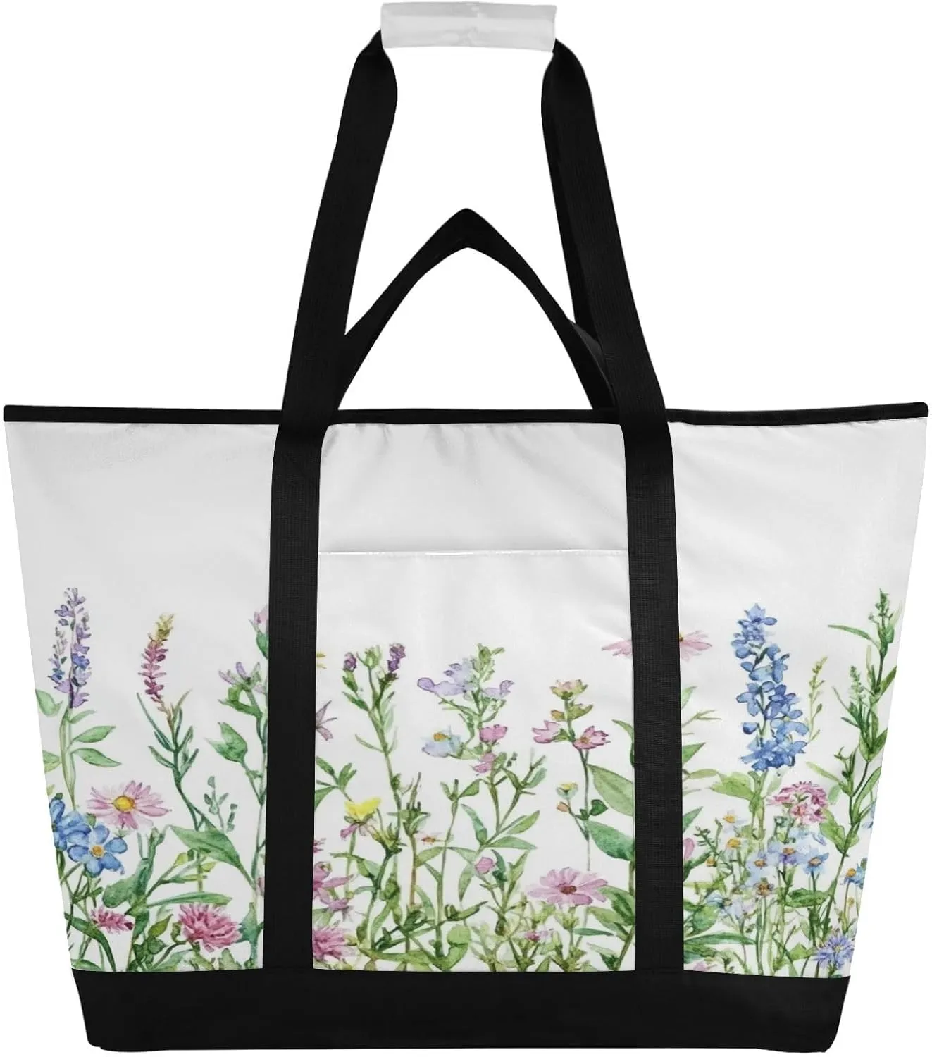 Wildflowers Reusable Insulated Lunchbox Cooler Bag, Leakproof Kitchen Grocery Bag Collapsible Portable Cooler Tote Bag for Picnic, Camping, Office, Travel
