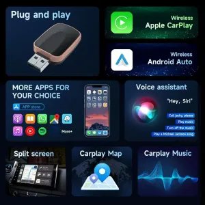 Wireless CarPlay Adapter for Hyundai Venue 2020 2021 2022 2023 2024 2025, 2-in-1 Dongle Compatible with Wired Apple CarPlay & Android Auto, Plug and Play, Auto Connect, Stable Signal(Color:A Silver)