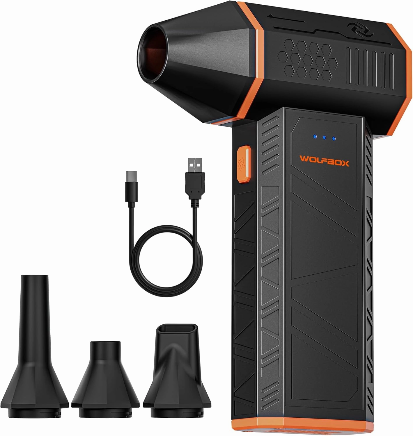 WOLFBOX MF50 Electric Air Duster-110000RPM Super Power Cordless Air Duster, 3-Gear Adjustable Mini Blower with Rechargeable Battery, Dust Blower for Computer, Keyboard, House, Outdoor and Car