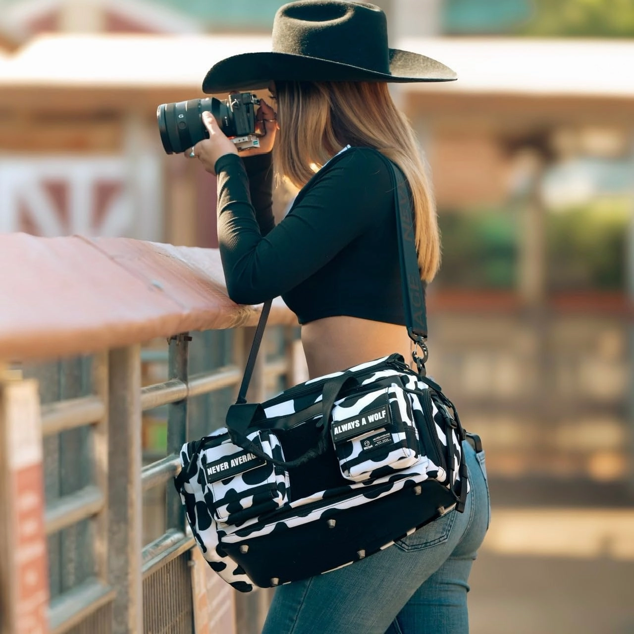 WOLFpak 20L Mini Duffle Bag (Black and White Cow)