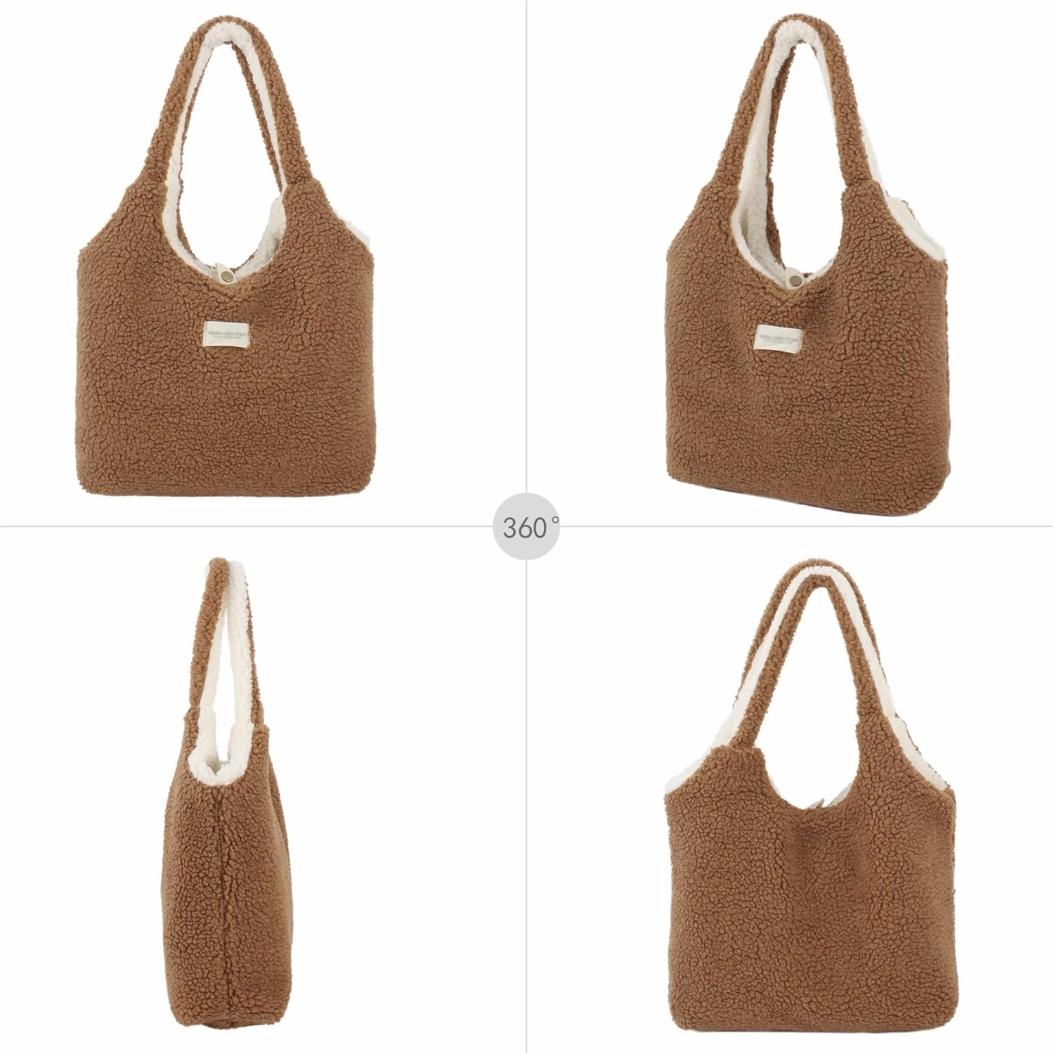 Women Ladies Cute Bear Plush Shoulder Bag Large Tote Handbag Purse Faux Fur Shopping Dating Bag
