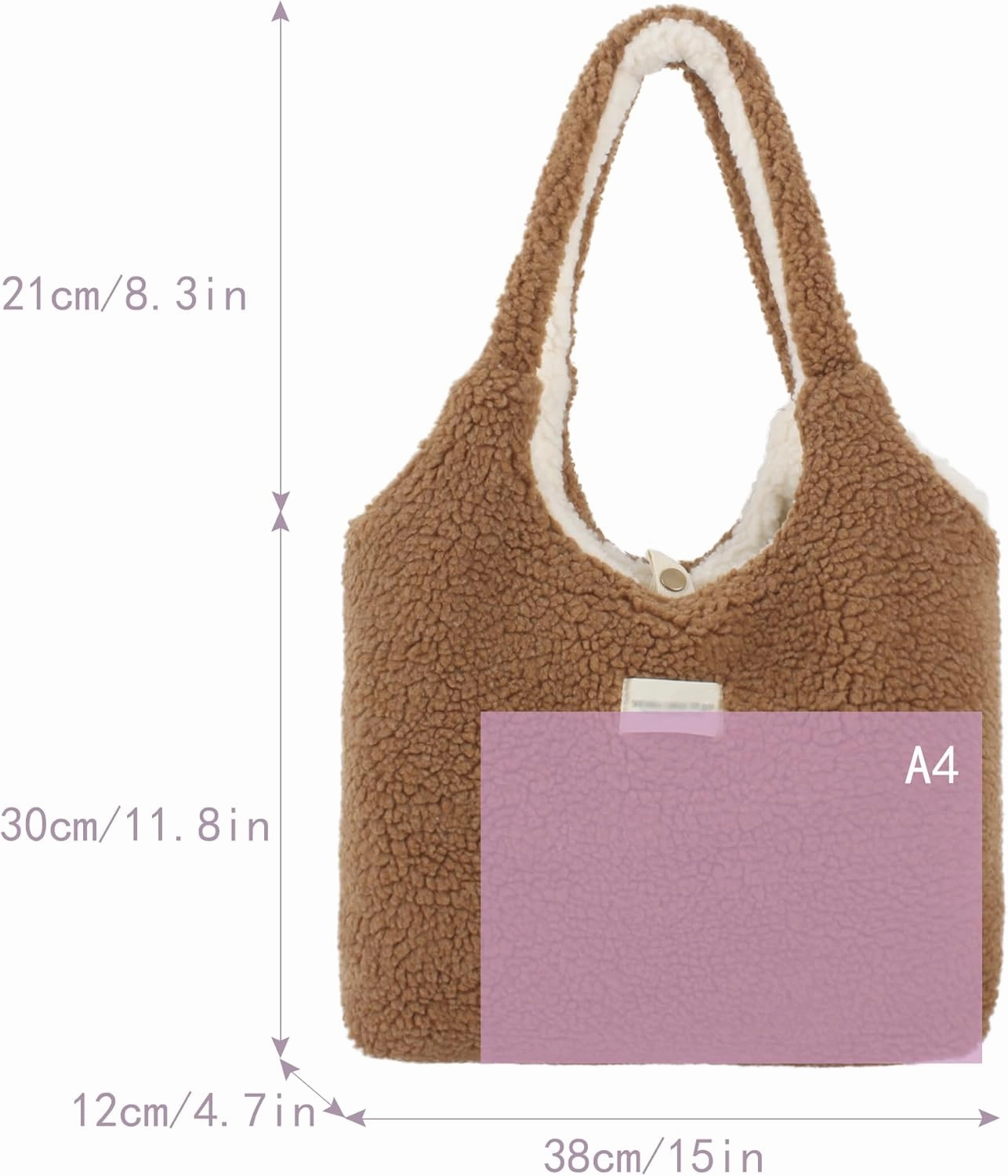 Women Ladies Cute Bear Plush Shoulder Bag Large Tote Handbag Purse Faux Fur Shopping Dating Bag