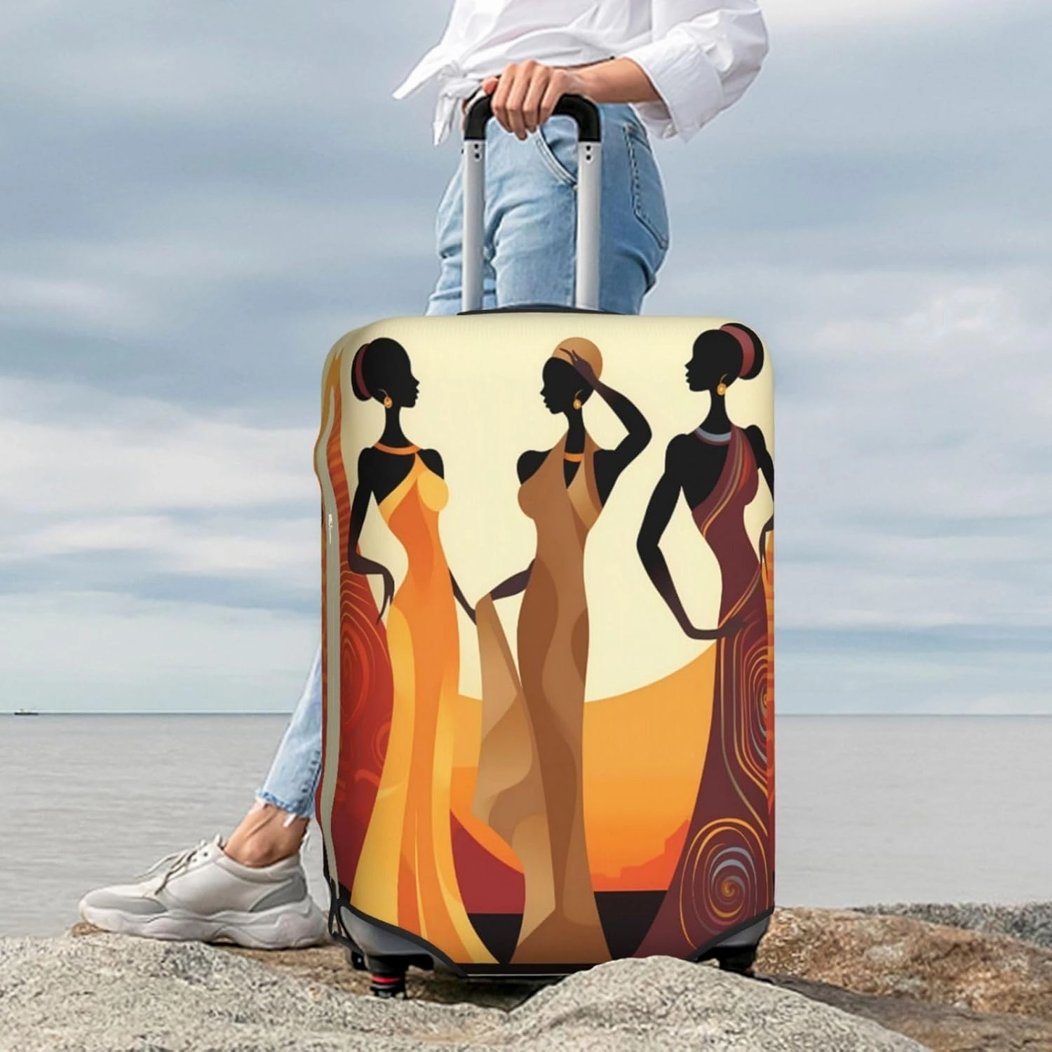 Women Travel Luggage Suitcase COVER, Washable Suitcase COVERS Elastic, M - Fits 22-24 inch luggage (No Suitcase)