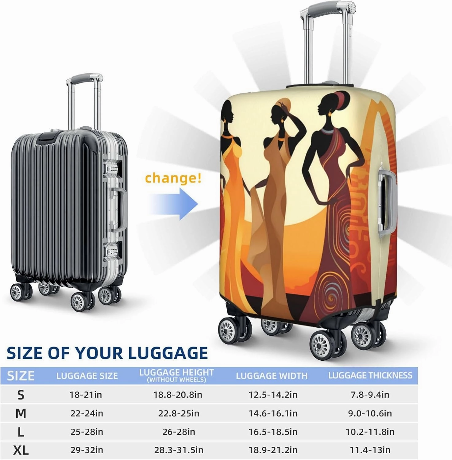 Women Travel Luggage Suitcase COVER, Washable Suitcase COVERS Elastic, M - Fits 22-24 inch luggage (No Suitcase)