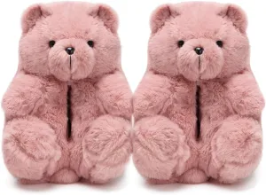 Women's Teddy Bear Slippers,Mom Gift Slippers,Cozy Women Fuzzy Indoor House Shoes,Fun Costume for Adults,Cute Animal Slides for Women Birthday Valentine's Gift Ideas