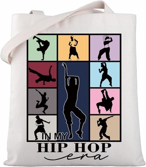 WSNANG In My Hip Hop Era Canvas Tote Bag Hip Hop Lover Shopping Bag Hip Hop Dancer Reusable Grocery Bag Hip Hop Party Gift